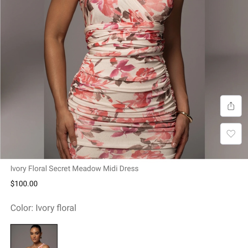 JLUXLABEL Pink Floral Ruched One-Shoulder Dress